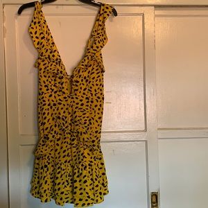 Woven yellow/black dress